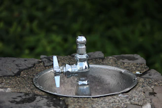 A shiny shower tap showcasing clean water flow in a contemporary bathroom.