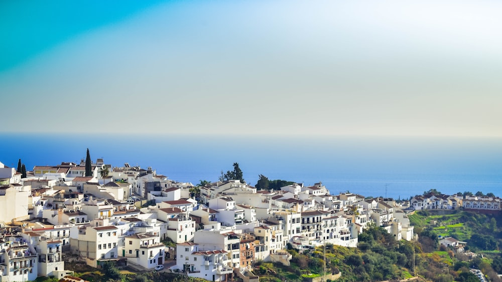 a view of a town from a hill