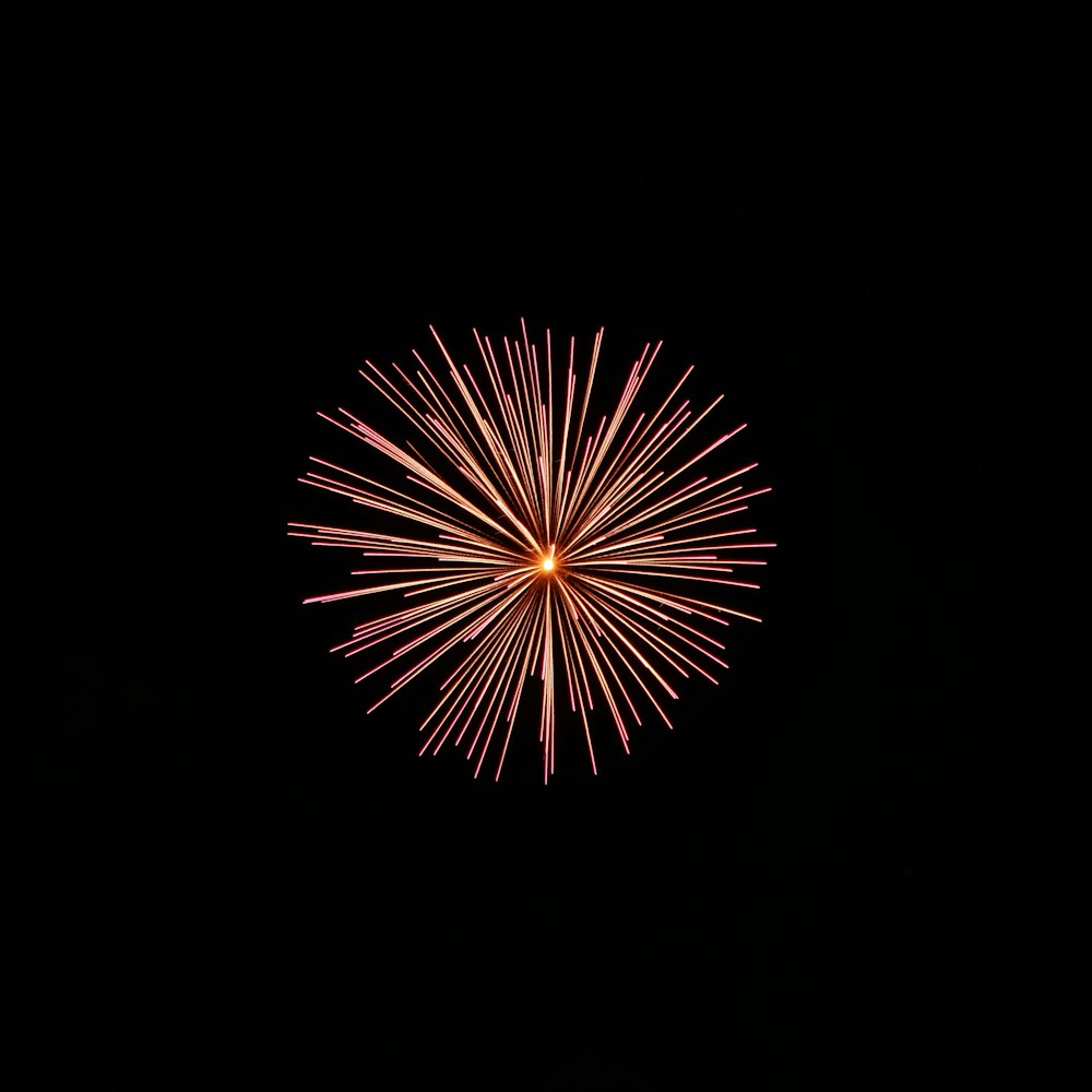 a fireworks is lit up in the dark sky