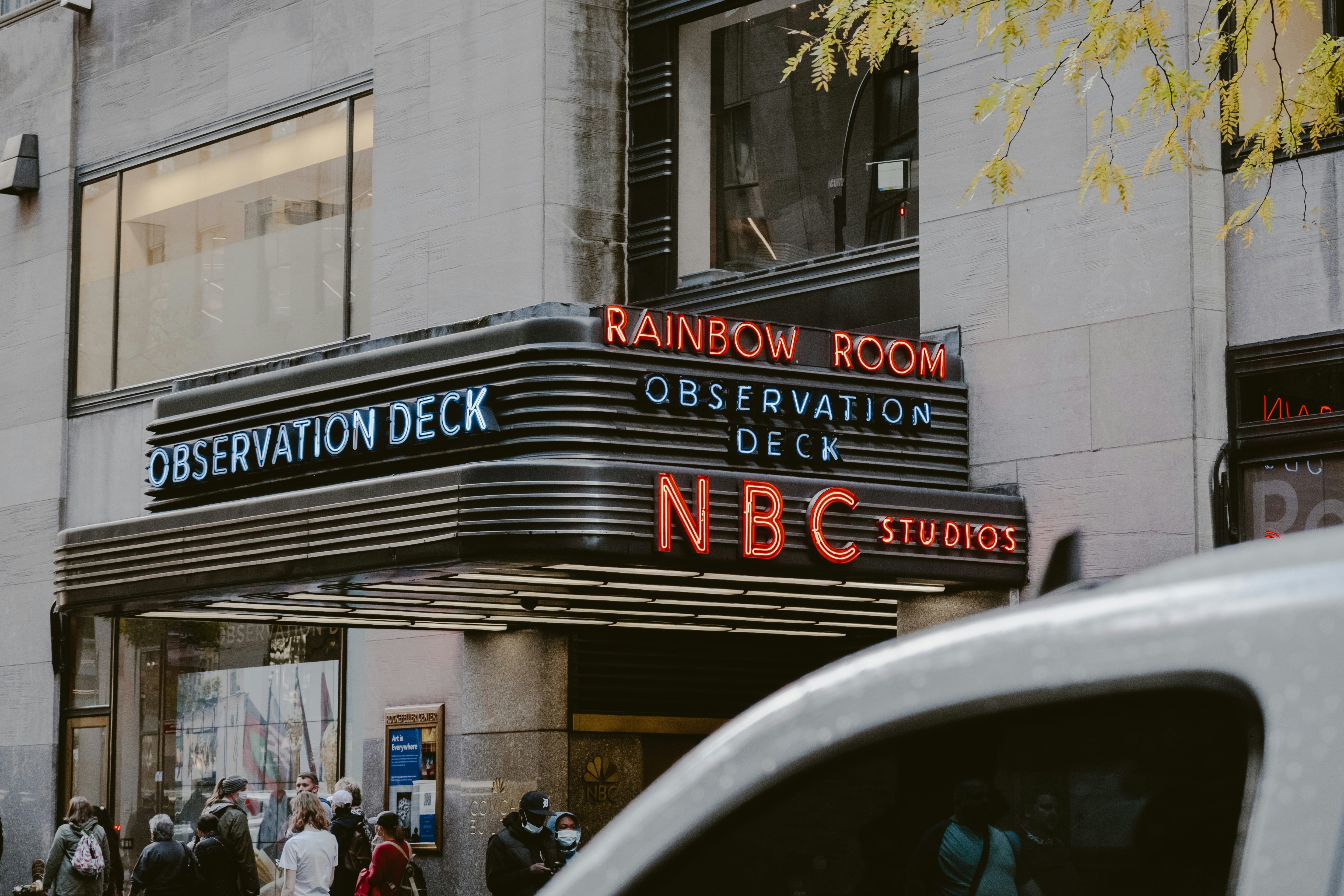 a building with a sign that says rainbow room observation deck