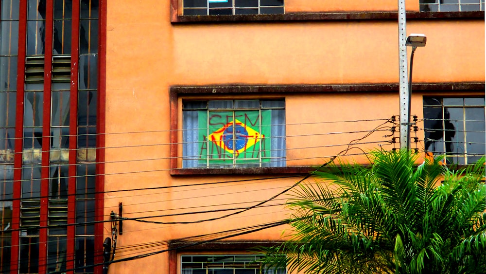 a building with a stained glass window in front of it