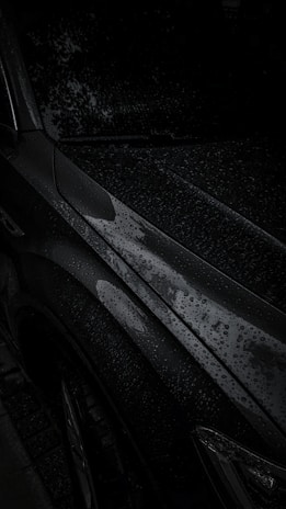 Water beading dramatically on a dark car door treated with ml-03 sio2 hybrid nano coating.