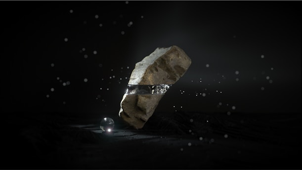 A mystical natural stone glowing with celestial energy.
