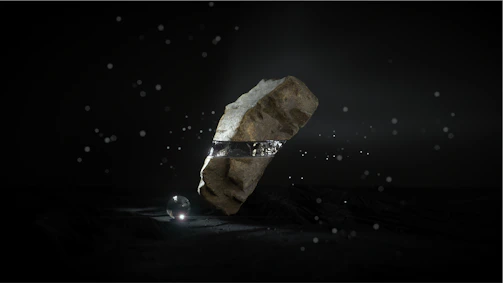 A glowing magical sigil etched into stone, pulsing softly in twilight.