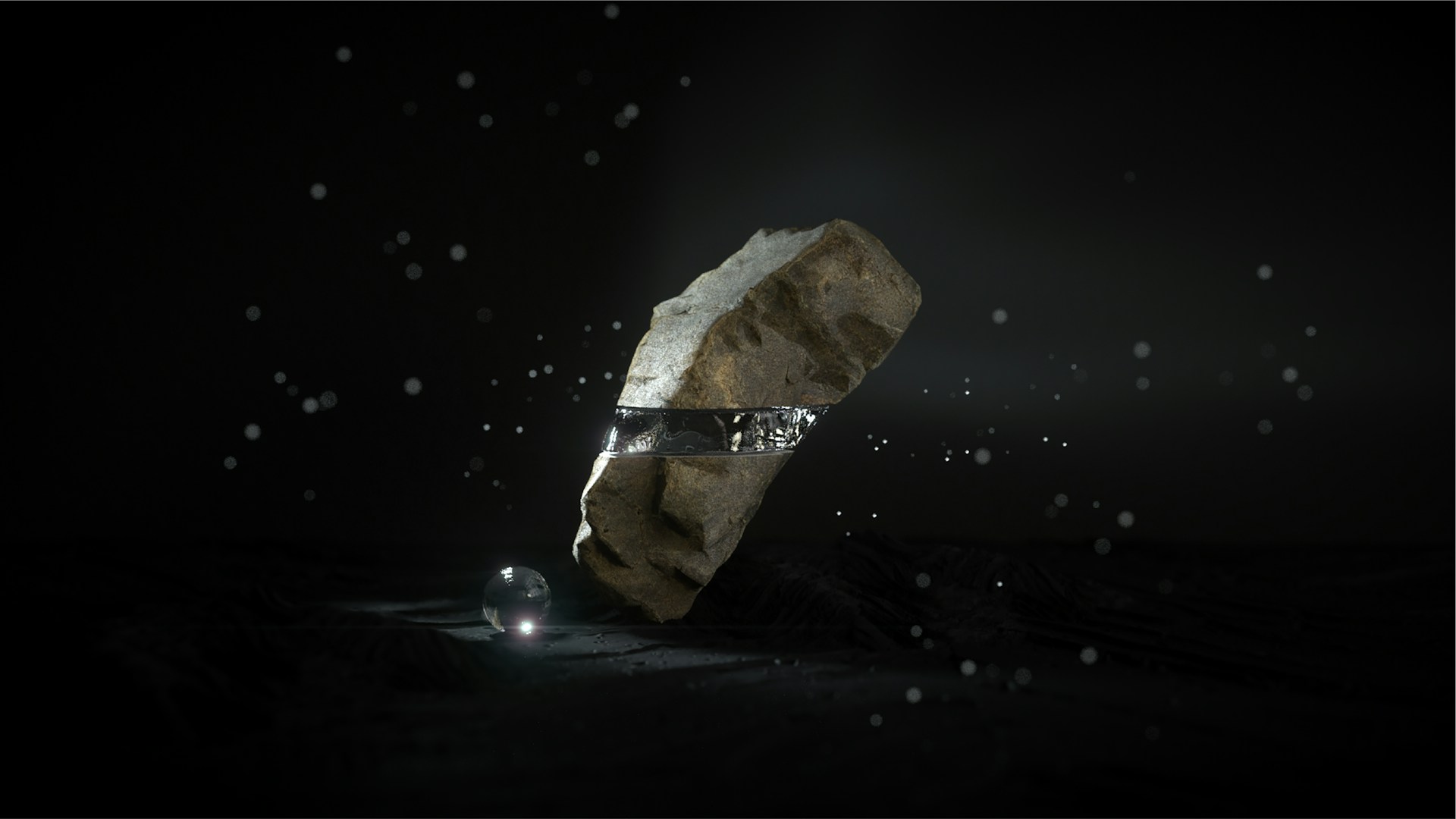 An ancient monsteroide awakening amidst a cluster of stars, radiating subtle frequencies that ripple through the universe's delicate balance.