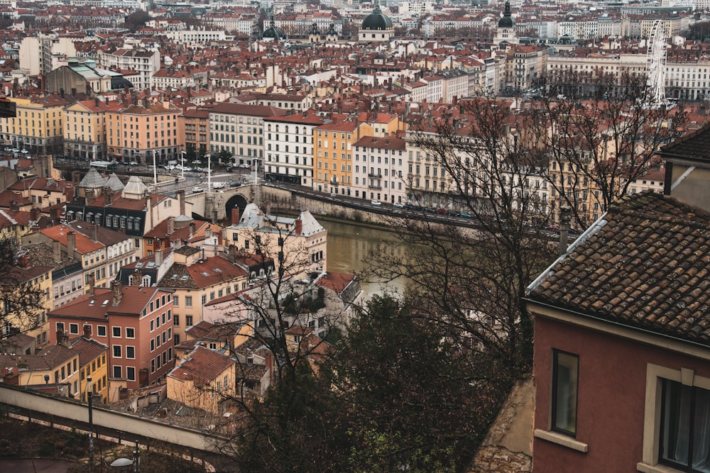 a view of a city from the top of a hill