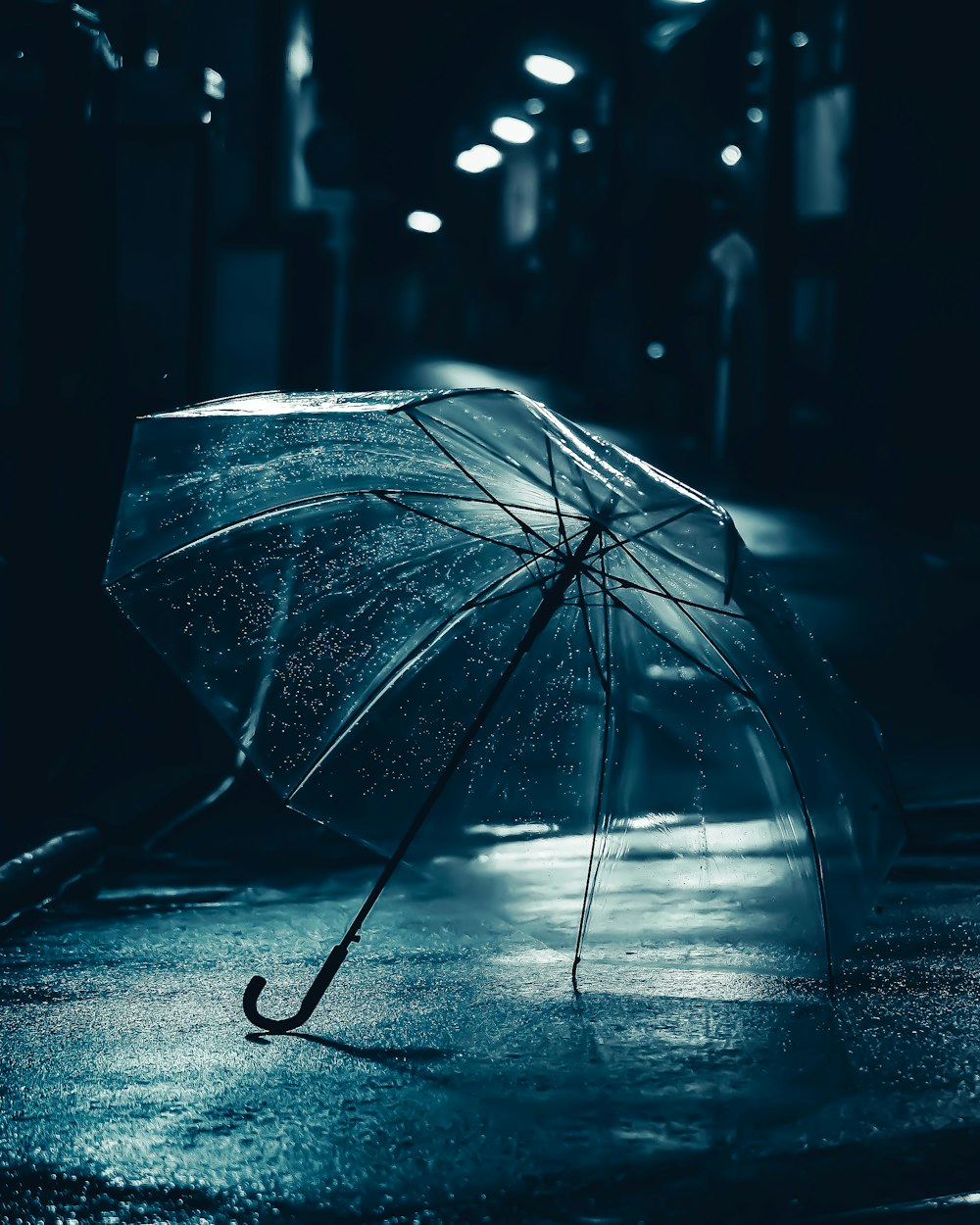 a person holding an umbrella in the rain