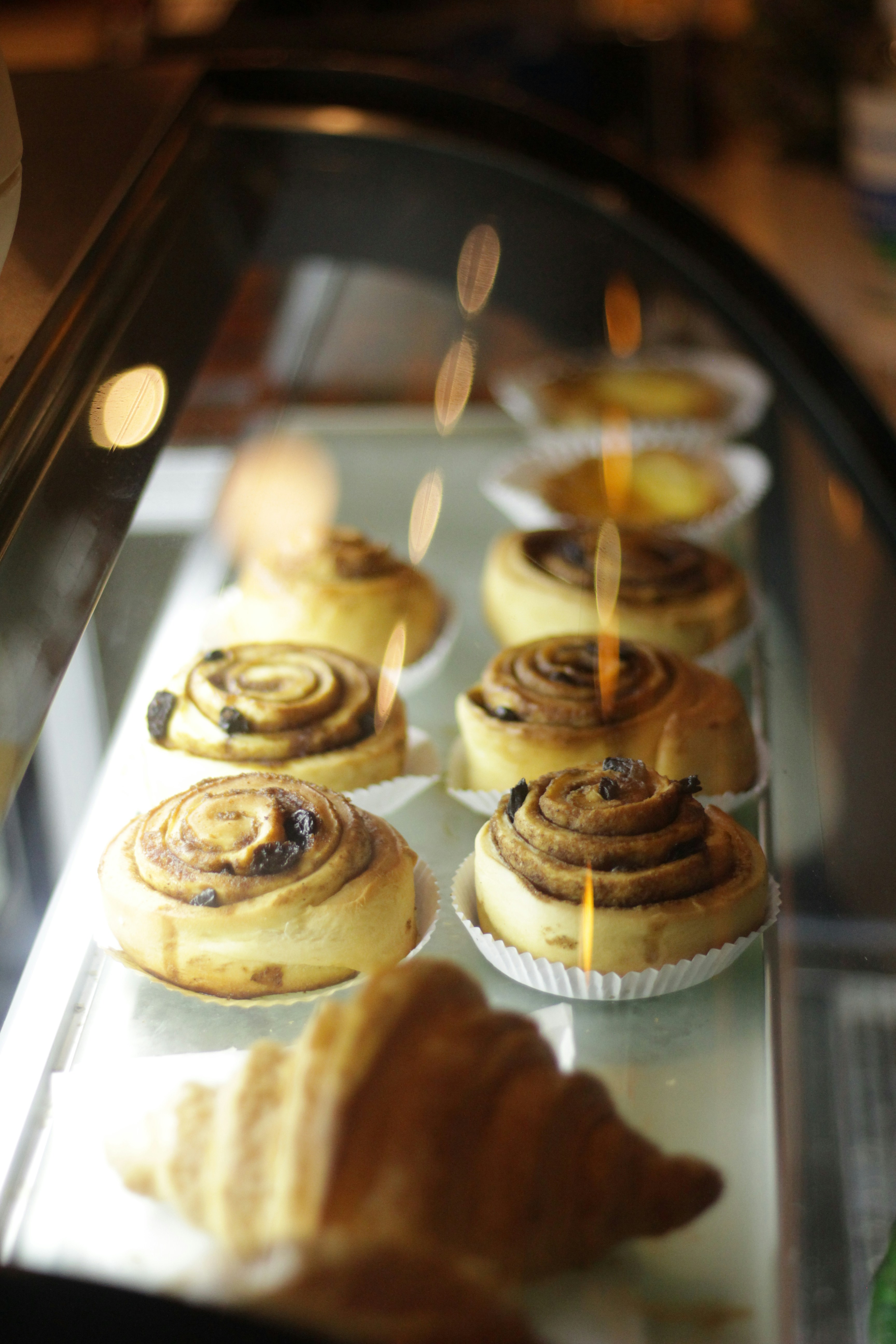 a close up of a tray of pastries
