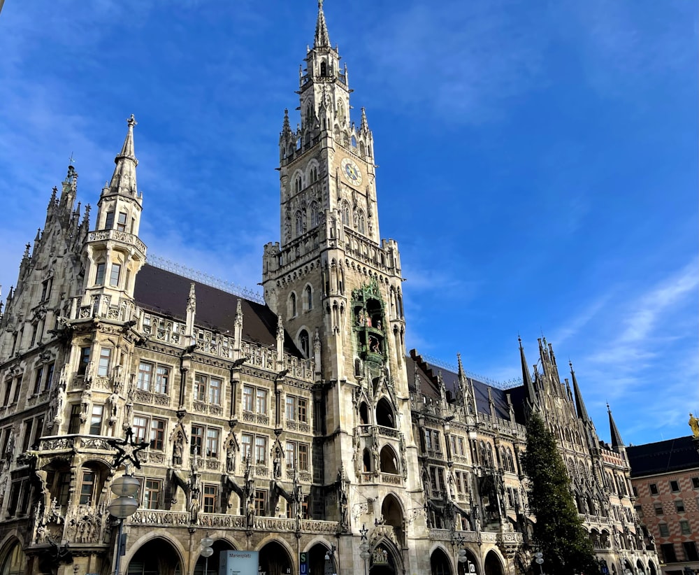 a large building with a clock on the front of it