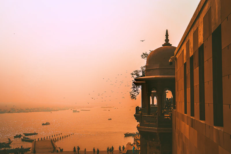 Panoramic view of a serene Indian waterfront