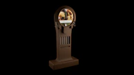 Customer favorite resin clock with a glossy finish and natural wood accents.