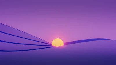 An elegant minimalist meditation app displaying a calming sunset scene.