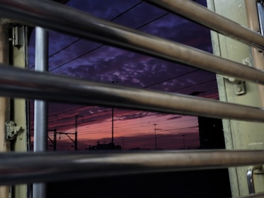 A beautiful sunset view from a train window.