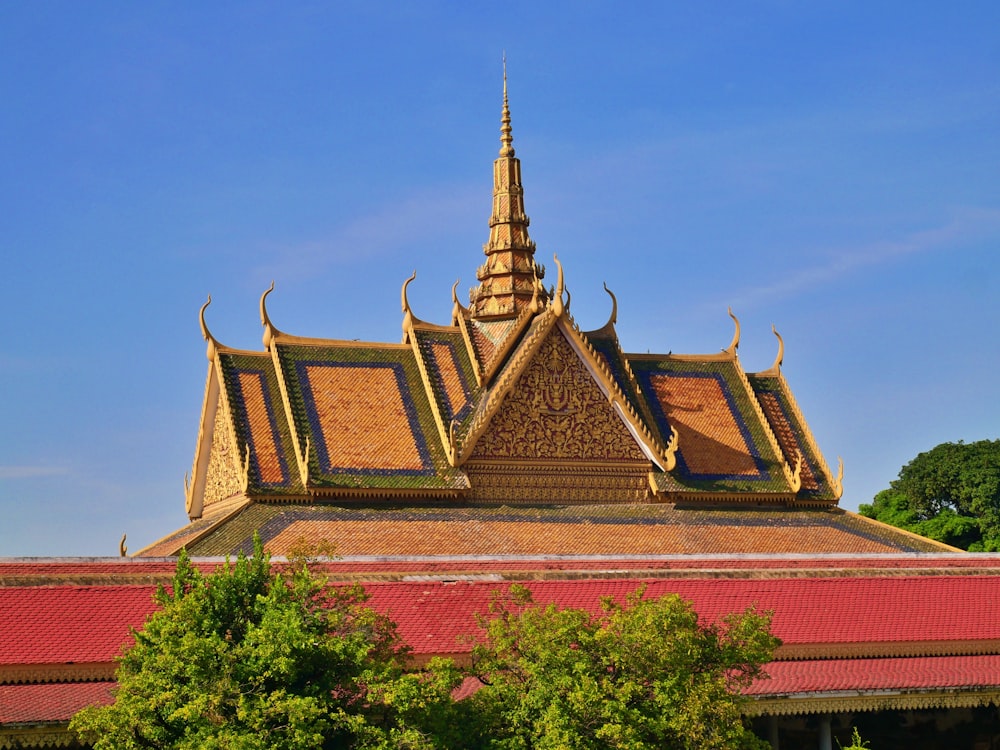 the roof of a building with a red roof