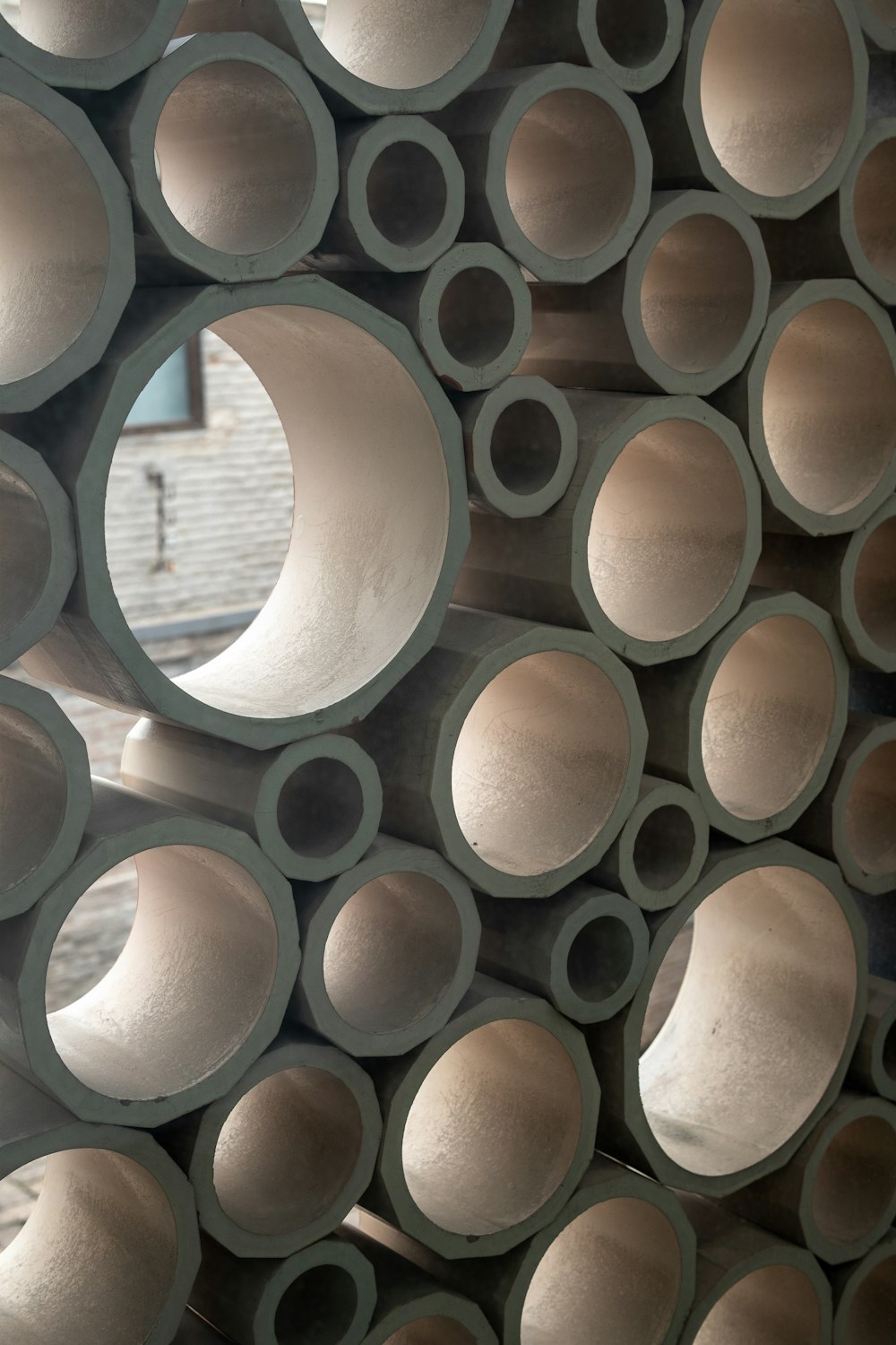 a bunch of pipes stacked on top of each other