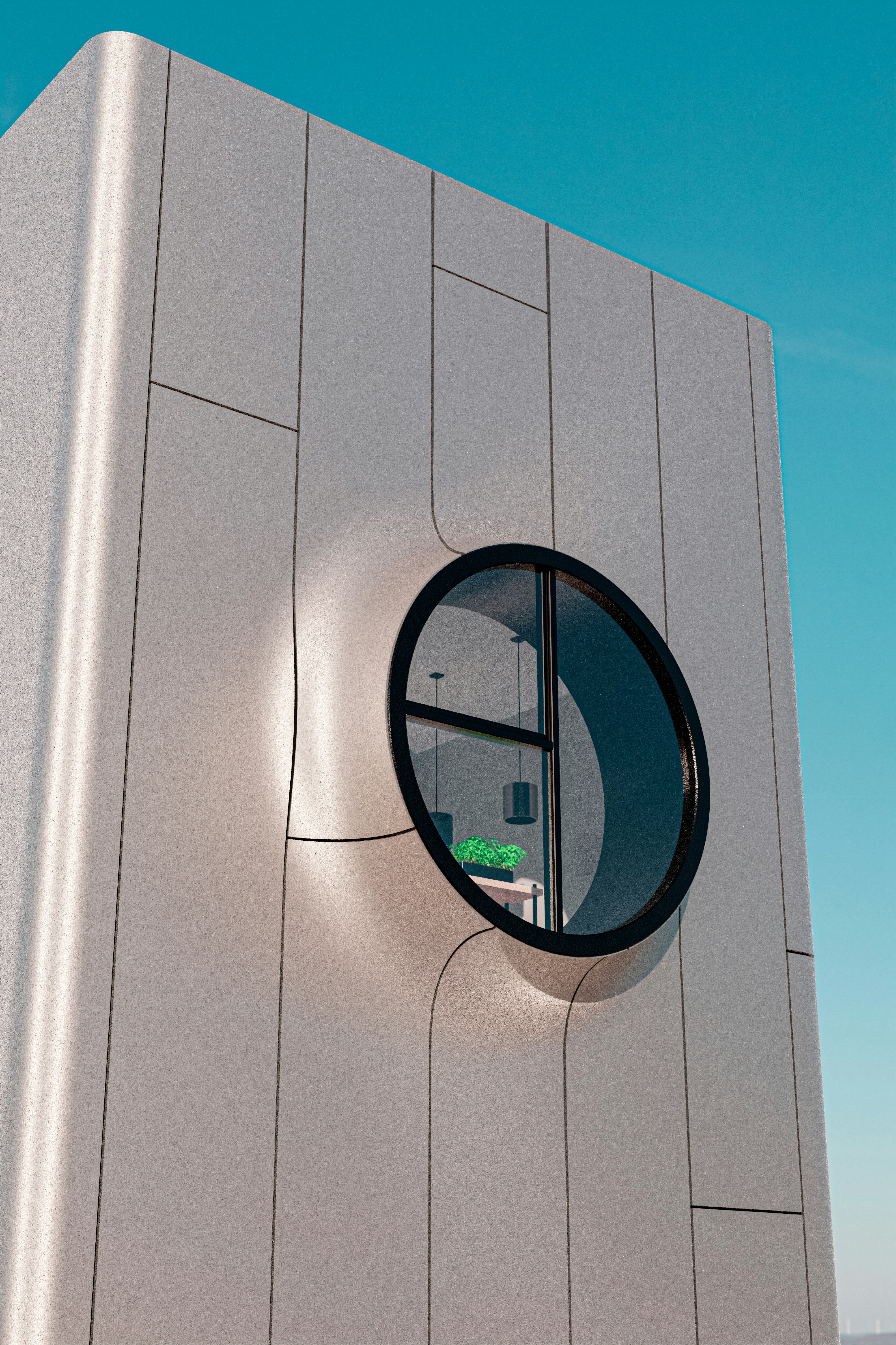 House in modern style with circle window