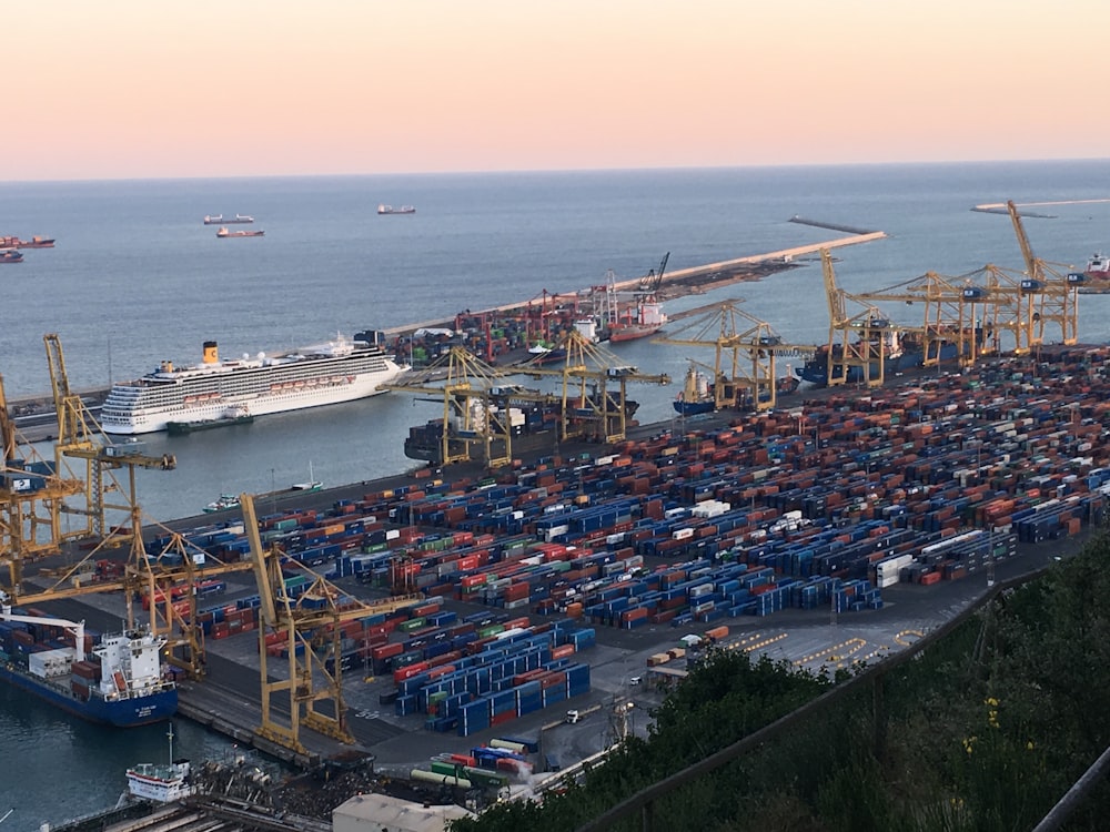 a large body of water filled with lots of containers