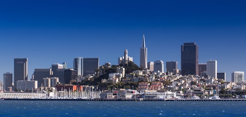 A panoramic view of Dubai Marina with yachts and skyscrapers.