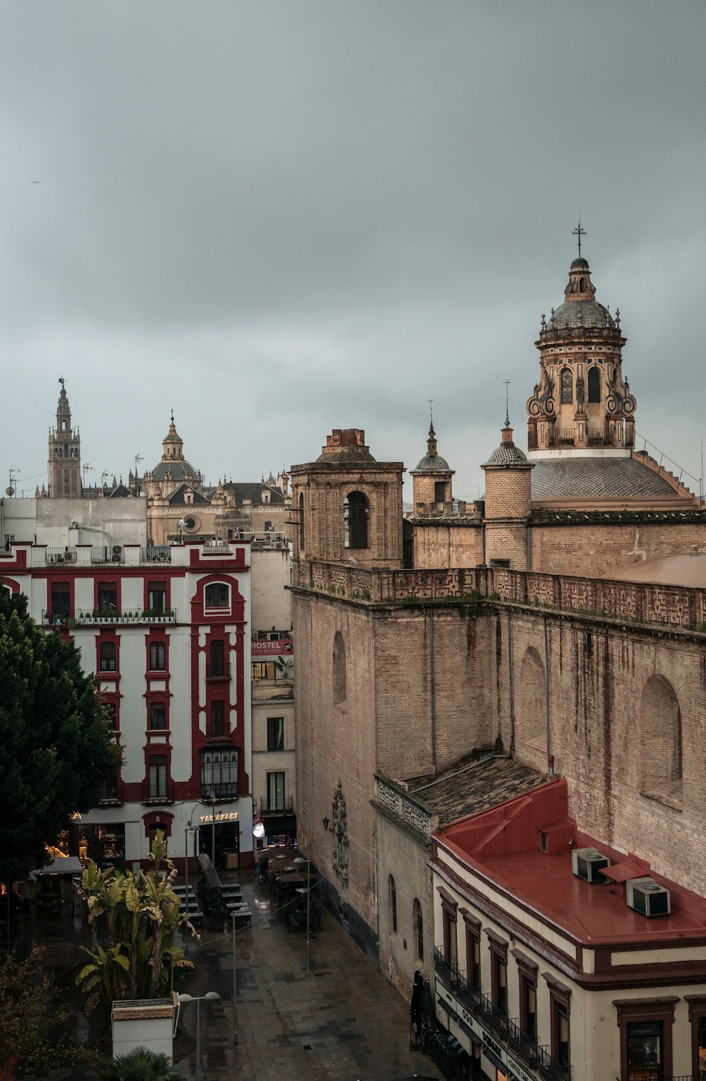 a view of a city from a rooftop of a building