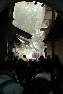 A bustling market scene in Albania.