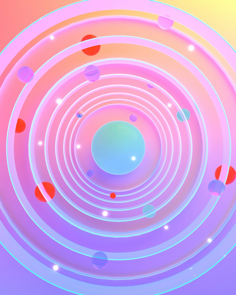 uma foto abstrata de um objeto circular com um centro azul