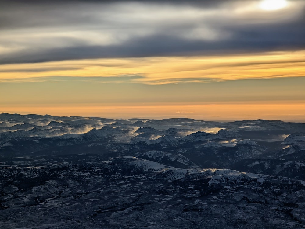 a view of a mountain range from a plane