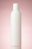 A plain, white cylindrical bottle with a pink background. The bottle has a rounded cap and no labels or markings, reflecting a minimalist design.