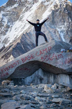 a man standing on top of a large rock