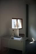 Minimalist workspace with monochrome tones and modern design elements.