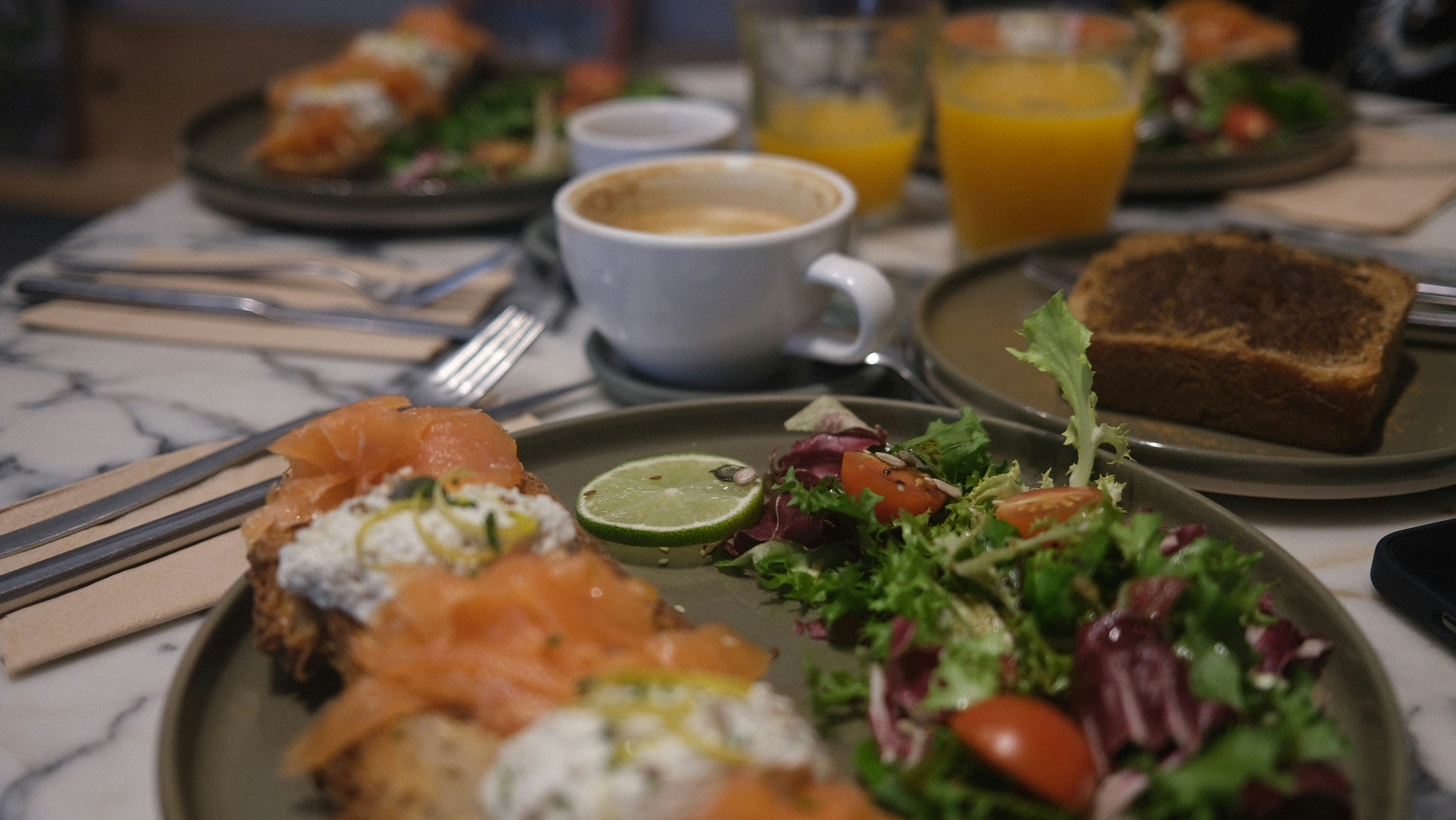 a close up of a plate of food on a table