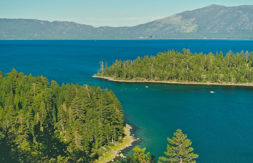 a small island in the middle of a large body of water