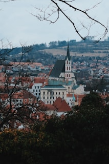 a view of a city from a hill