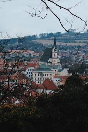 a view of a city from a hill