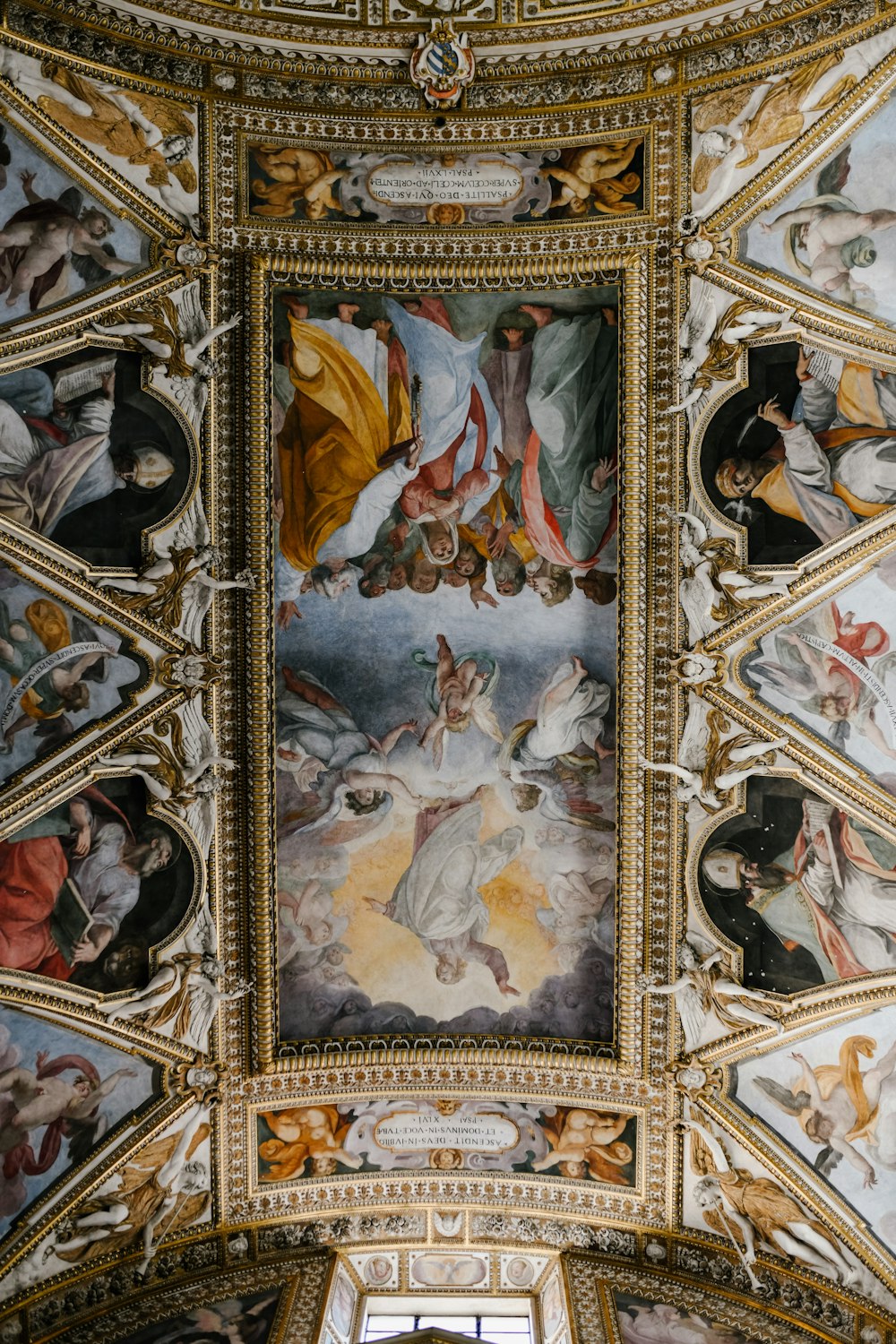 a painting on the ceiling of a building