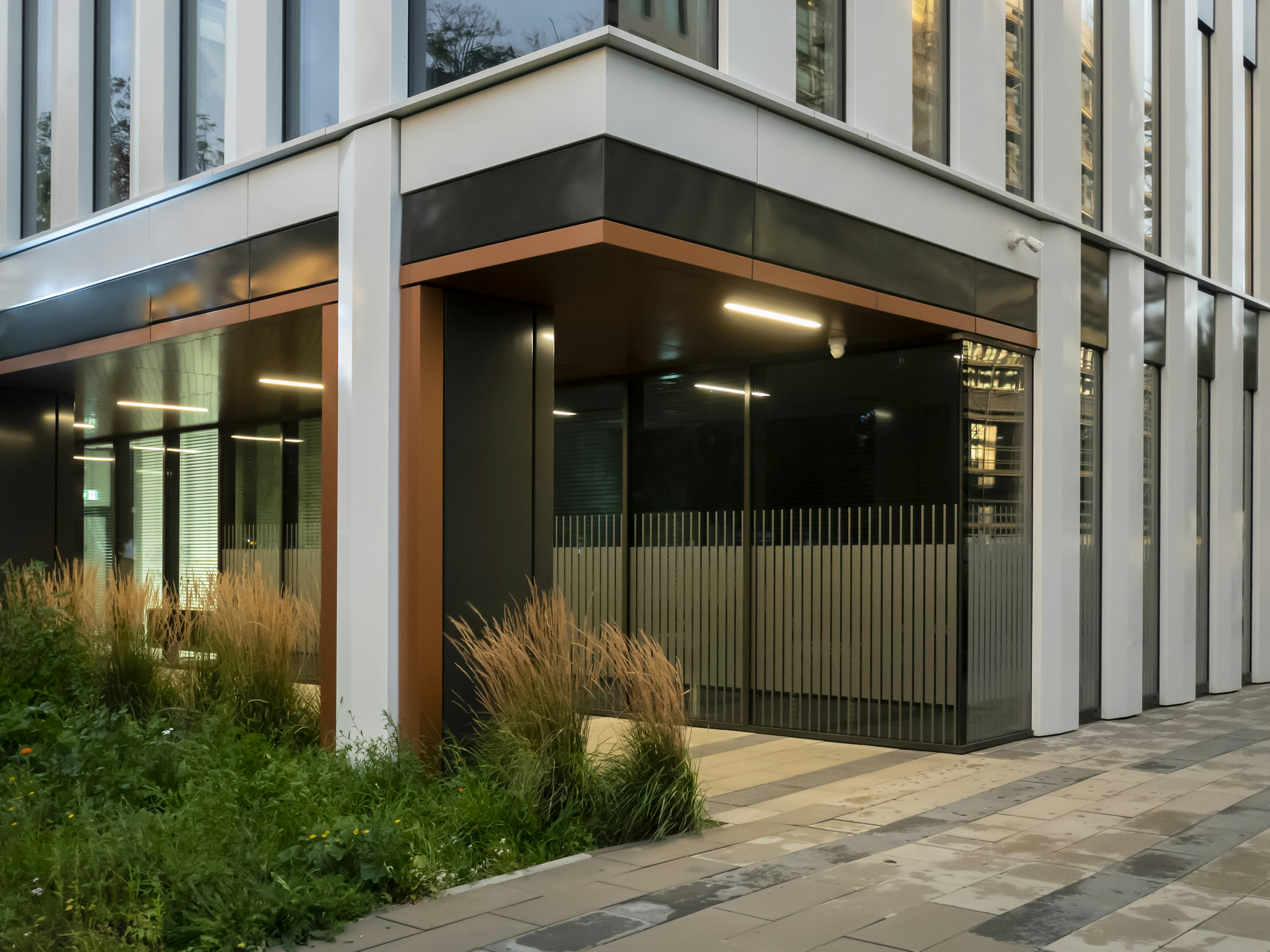 Modern office building entrance