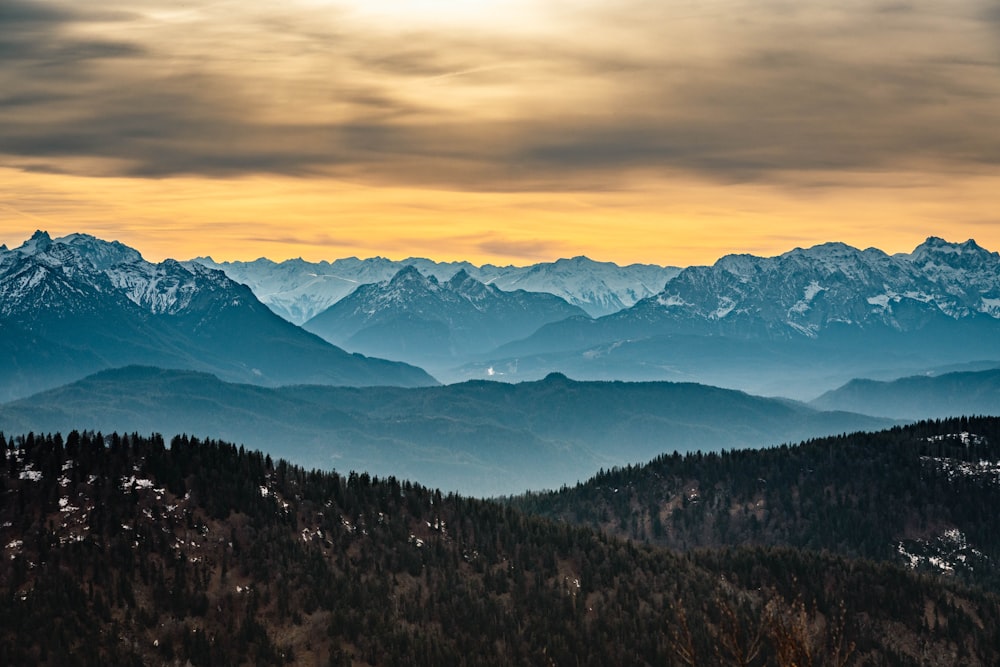 a view of a mountain range from a distance