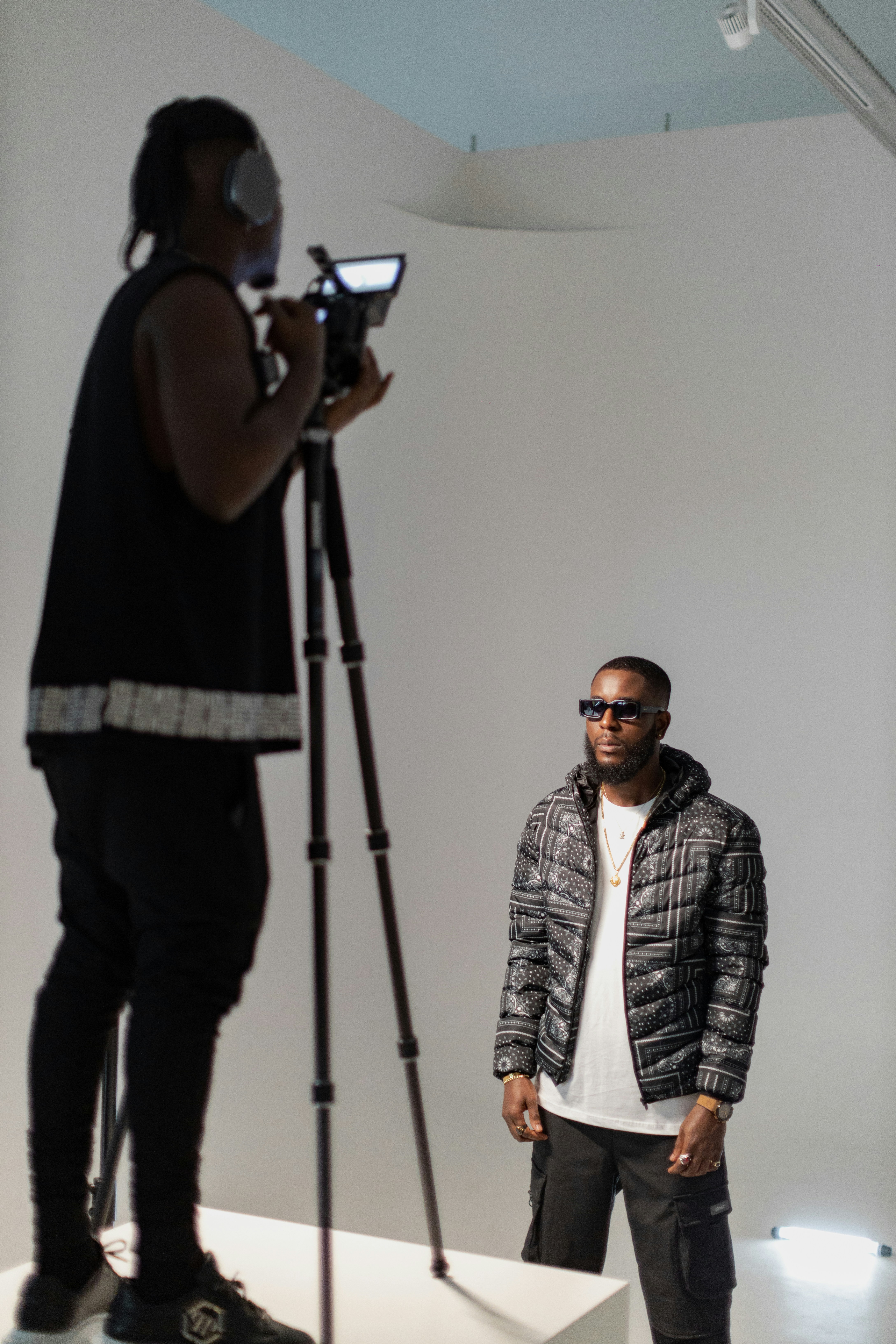 a man standing in front of a camera