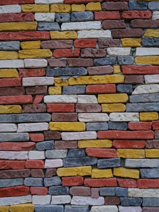 A vibrant display of bricks and tiles for building.