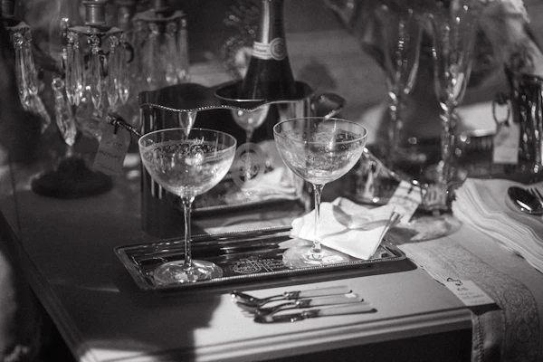 Crystal champagne coupes Hollywood Cottage aesthetic 2026