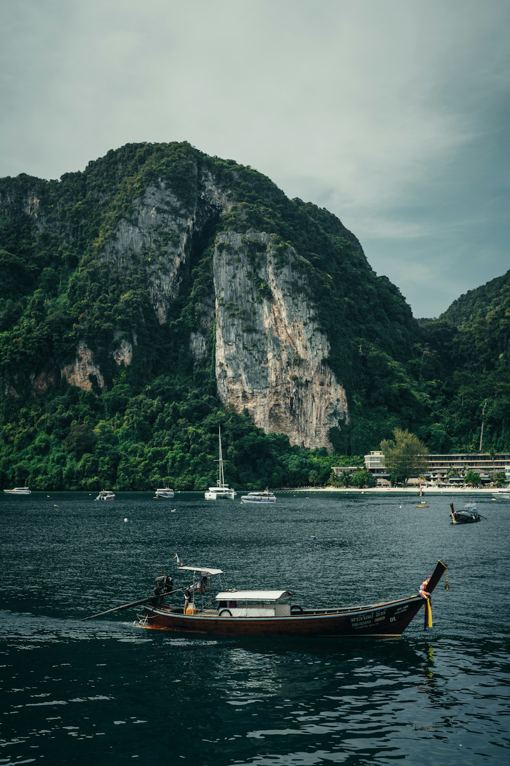 a boat floating on top of a large body of water