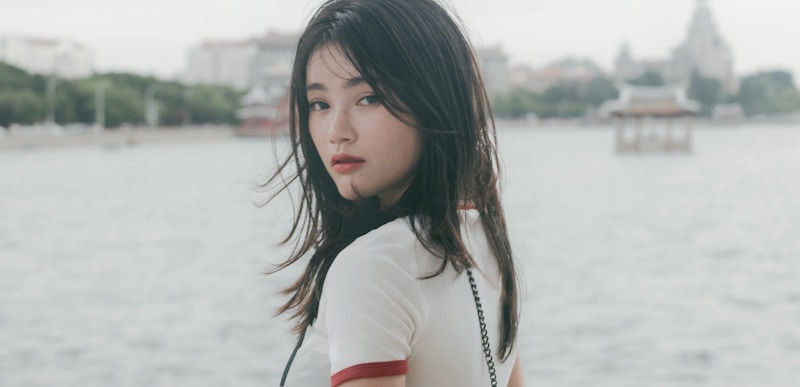 Japanese beauty by serene water