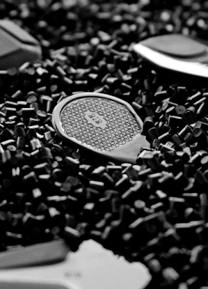 black and white photograph of a bunch of scissors