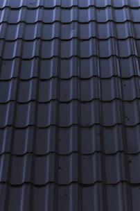 a close up of a metal roof with a sky background