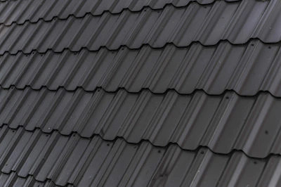 a close up of a roof with a black shinnel