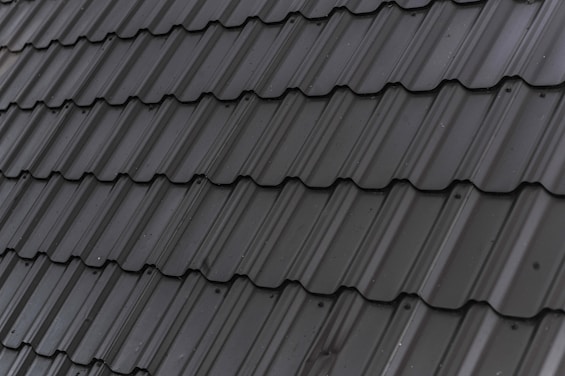 a close up of a roof with a black shinnel