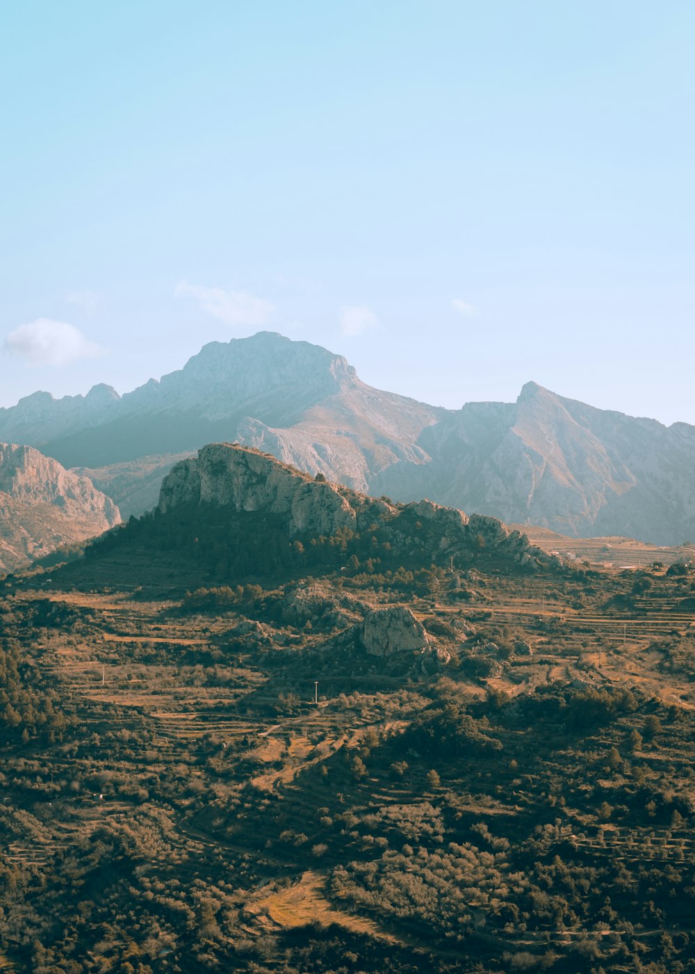 a view of a mountain range from a distance