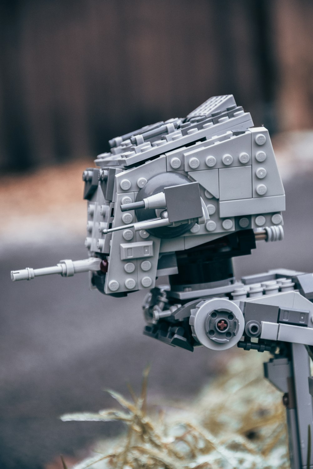 a close up of a lego model of a machine gun