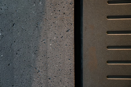 Close-up of concrete and metal artifacts in production.