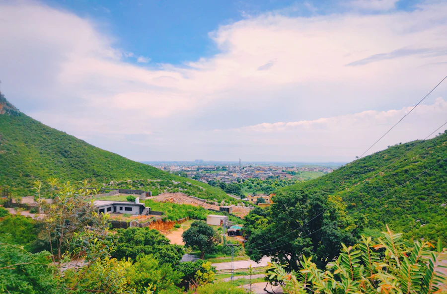 Islamabad in the distance, seen from the green hills around it