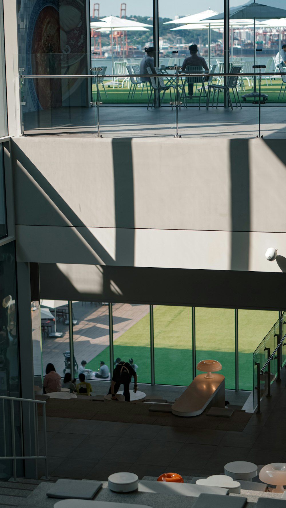 a view of a building from inside a building